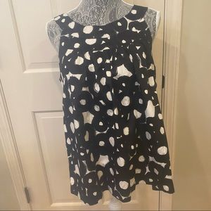 Theory Teala Tangiers Black white graphic print sleeveless blouse